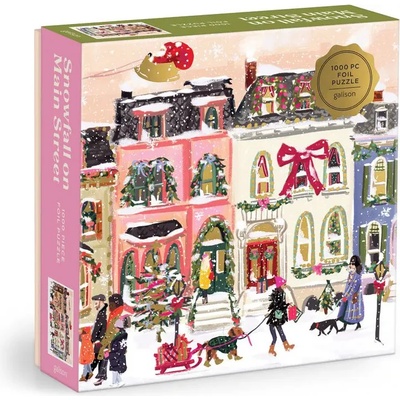 Galison - Puzzle Snowfall on Mail Street metalické puzzle - 1 000 piese