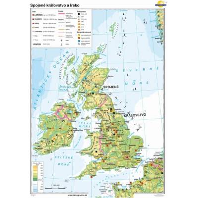Cartographia Veľká Británia a Írsko (120x160 cm – 1:950000), nástenná, fóliovaná, lištovaná