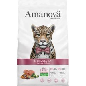 Amanova sterilised cat salmon deluxe - пълноценна храна за кастрирани котки от всички породи, със Сьомга и броколи - 6 кг, Испания - 33128