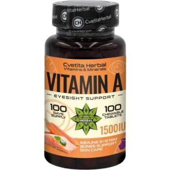 Image 1 of Cvetita Herbal Vitamin A 1500 IU [100 Дъвчащи таблетки]