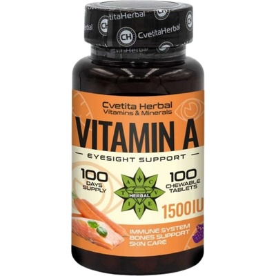 Cvetita Herbal Vitamin A 1500 IU [100 Дъвчащи таблетки]