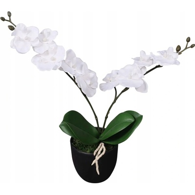 Umělá rostlina orchidej s květináčem 30 cm bílá