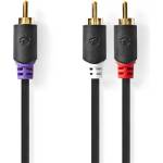 Nedis CABW24000AT30 RCA щепсел - 2x RCA щепсел, кабел за субуфер, 3 м (CABW24000AT30)