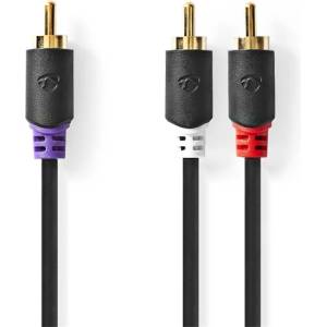 Nedis CABW24000AT30 RCA щепсел - 2x RCA щепсел, кабел за субуфер, 3 м (CABW24000AT30)