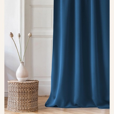 Room99 Záves Aura Dark Blue - 140x250 cm - uchytenie dekoračné kolieska