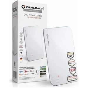Oehlbach Scope Vision 5G DVB-T2 HD antenna - digital indoor antenna - active DVB-T amplifier - successor to our test winner - with 5G filter - white - 17235