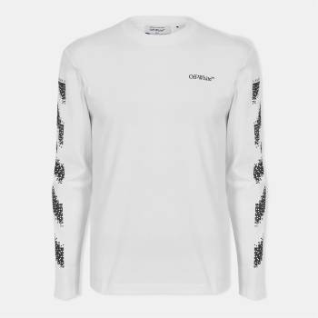 Off White Тениска Off White Men's Diag Skate Diagonal Graphic Long Sleeve T-Shirt - White-Black