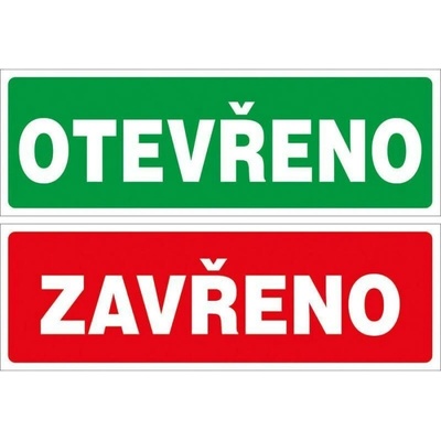 Plast 2 mm Otevřeno - Zavřeno, Materiál plast, formát 300x100 mm, K přišroubování