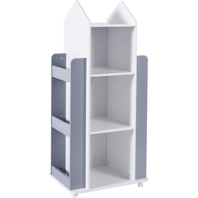 Ginger Home Дървена секция на 4 нива с рафтове Ginger Home - Rocket, White/Gray (TF6914)
