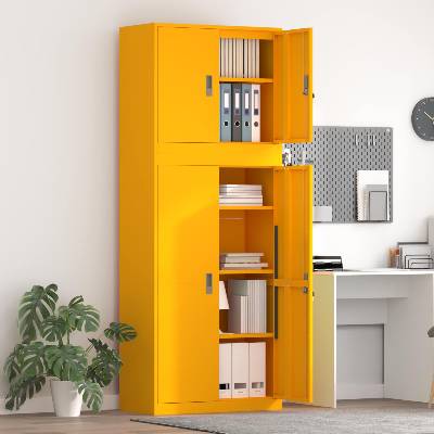 vidaXL Шкаф за съхранение 2 бр. Горчично жълто 80 x 40 x 210 см (3438744)