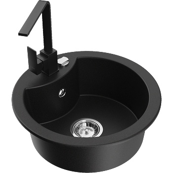 Mexen Diego еднокамерна гранитна мивка с кухненски смесител Rita, черен - 6512-77-670300-70 (6512-77-670300-70)