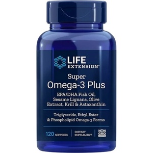 Life Extension Super Omega-3 Plus | with Sesame Lignans, Olive Extract, Krill Oil & Astaxanthin [120 Гел капсули]
