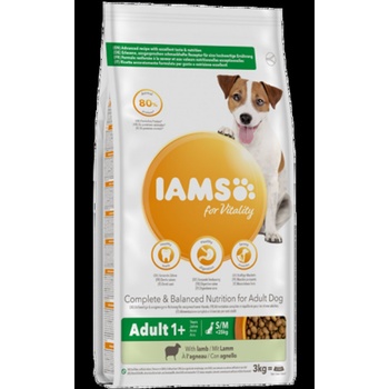 Iams Dog Small/Medium - Пълноценна суха храна за израснали кучета от дребни и средни породи с агнешко месо, 12 кг