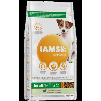 Iams Dog Small/Medium - Пълноценна суха храна за израснали кучета от дребни и средни породи с агнешко месо, 12 кг