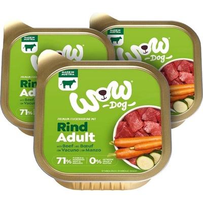 WOW Hovězí s karotkou Adult 3 x 150 g
