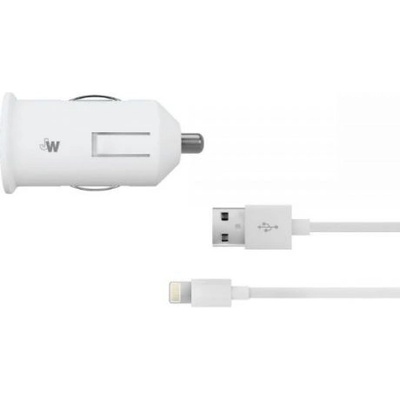 Just Wireless Зарядно за кола с USB изход и Lightning кабел за iPhone, iPad и устройства с Lightning порт - Just Wireless Lightning 2.1A USB Car Charger (бял) (3471, 06302)