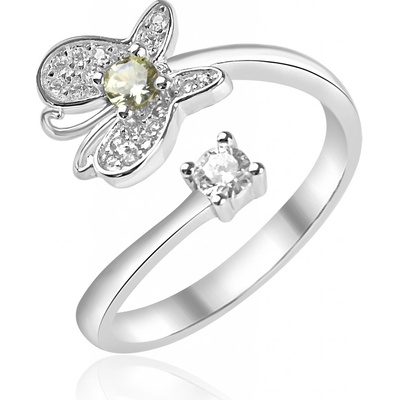 Meucci Stříbrný prsten s motýlem a se žlutým zirkonem SR158