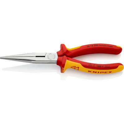 KNIPEX 26 16 200 Půlkulaté kleště s břity (úzké ploché kleště) izolované vícesložkovými návleky, certifikace VDE chromované 200 mm – Sleviste.cz