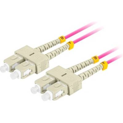 Lanberg FO-SUSU-MD41-0050-VT optický patch, MM SC/UPC-SC/UPC duplex, LSZH OM4 50/125 průměr 3mm, 5m, magenta