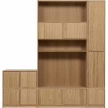 Modulárna knižnica v dekore duba v prírodnej farbe 227x243 cm