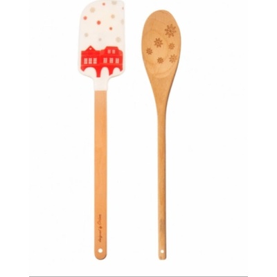 Stěrka kuchyňská + vařečka DOMKY zlatá