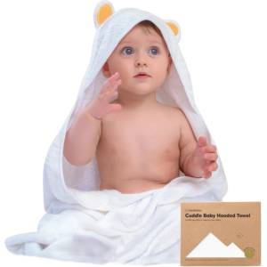 KeaBabies Бебешка Хавлия с качулка От Органичен Бамбук Мече KeaBabies