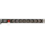Gembird EnerGenie EG-PDU-014-F разклонител за шкаф 8 гнезда тип F, 1U, 16A, 3m, черен (EG-PDU-014-F)
