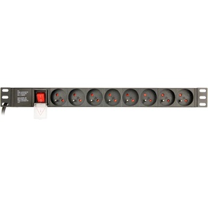 Gembird EnerGenie EG-PDU-014-F разклонител за шкаф 8 гнезда тип F, 1U, 16A, 3m, черен (EG-PDU-014-F)