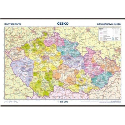 Česko – administrativní členění – školní nástěnná mapa