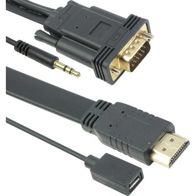 DeTech Кабел DeTech HDMI - VGA, 1.8m, Flat, с аудио кабел -18229 (18229)