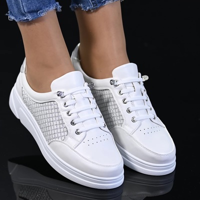 Xcess Ежедневни дамски обувки A2320-2 White/silver