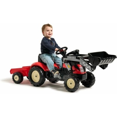 FALK Šlapací traktor Kiddy Farm s nakladačem a vlečkou