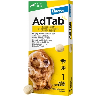 AdTab 450 mg žuvacia tableta pre psov od 11–22 kg 1 kus