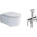 Villeroy & Boch Комплект за окачена тоалетна чиния Villeroy&Boch Soul, капак с плавно затваряне и хромиран интимен душ комплект с вграден смесител Omnires Y хром (4656HR01+SYSYBI2CR)
