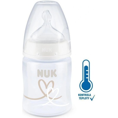 Nuk First Choice láhev s kontrolou teploty bílá srdce 150 ml