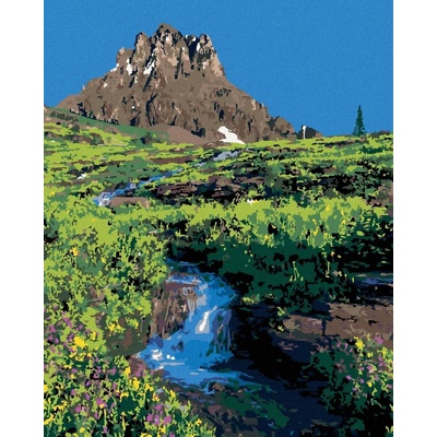 zuty Malování Podle Čísel Hora A Řeka Mezi Květy Ted Davis 40 x 50 Cm Plátno Rám