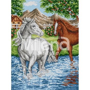 Image 1 of Milena Style Коне в реката - гоблен с щампа без конци