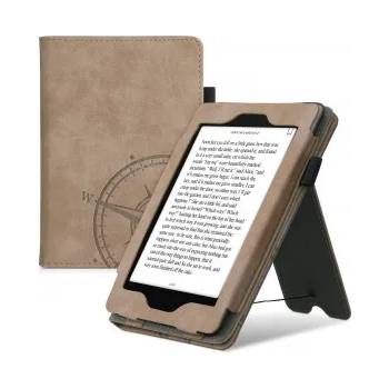 kwmobile Флип калъф с дизайн компас за Amazon Kindle Paperwhite 3 - кафяв