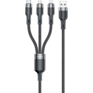 Awei кабел 3 в 1 USB-C/Lightning/Micro, черен (Awe000226)