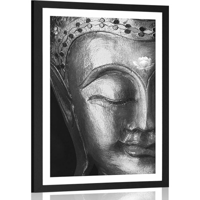 Plakát s paspartou božský Buddha v černobílém provedení - 20x30 black