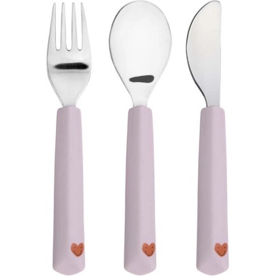 Lässig Cutlery with Silicone Handle Happy Rascals Heart lavender 3 ks
