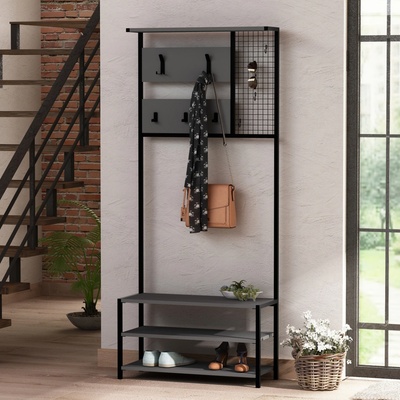 Asir | Předsíňová stěna NOMAD 182x78 černáantracit | AS1124 – Sleviste.cz