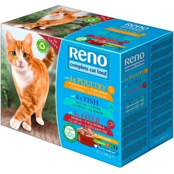 Reno Cat hydina ryba a pečeň v omáčke 12 x 100 g