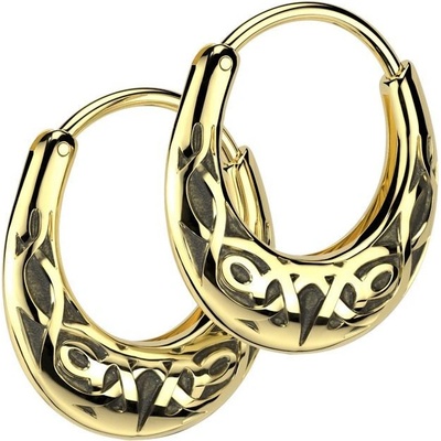 Šperky4U zlacené ocelové náušnice s ornamenty OPN2009-GD