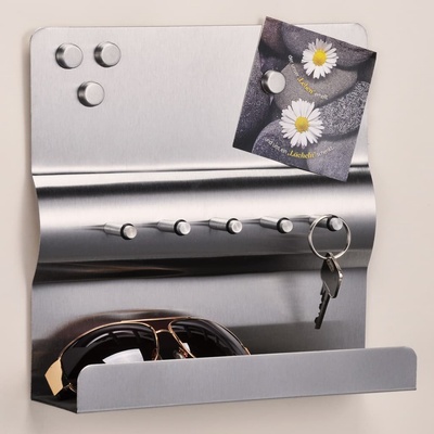 Haushalt international Nerezový věšák na klíče s poličkou – Zboží Dáma