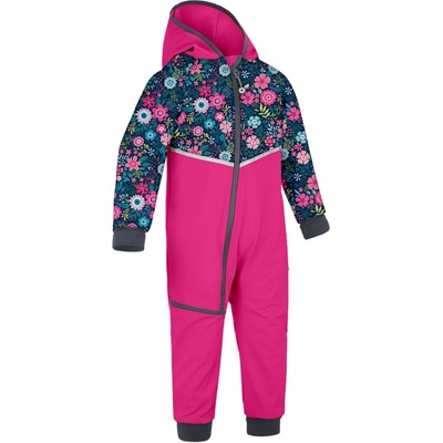 Unuo Batolecí softshellová kombinéza s fleecem Mini Fuchsiová Květinky – Zboží Dáma