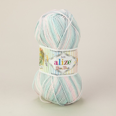 Pletací příze Alize BABY BEST BATIK 6623 mentolovo-růžová, melírovaná, antipillingová, 100g/240m