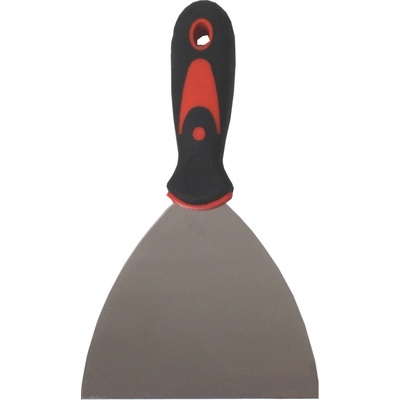 TOPTRADE špachtľa nerezová, s gumenou, ergonomickou rukoväťou, 125 mm, profi