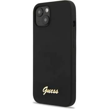 GUESS iPhone 13 6, 1" Black hardcase Silicone Script Gold Logo (GUHMP13MLSLMGBK)