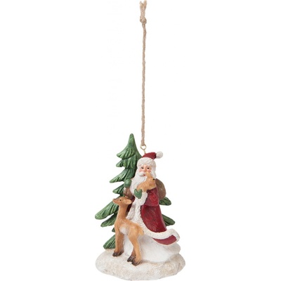 Clayre & Eef Vánoční ozdoba Santa se zvířátky 7*6*10 cm
